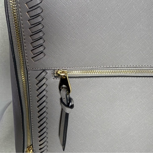 Calpak Womens Kaya Dark Gray Taupe Faux Leather Adjustable Strap Laptop Backpack - Picture 5 of 15